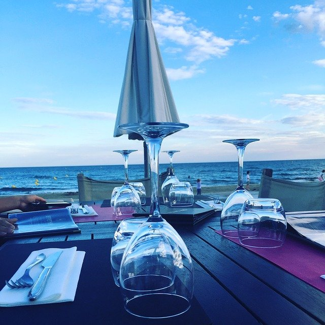 beach, restaurant, summer