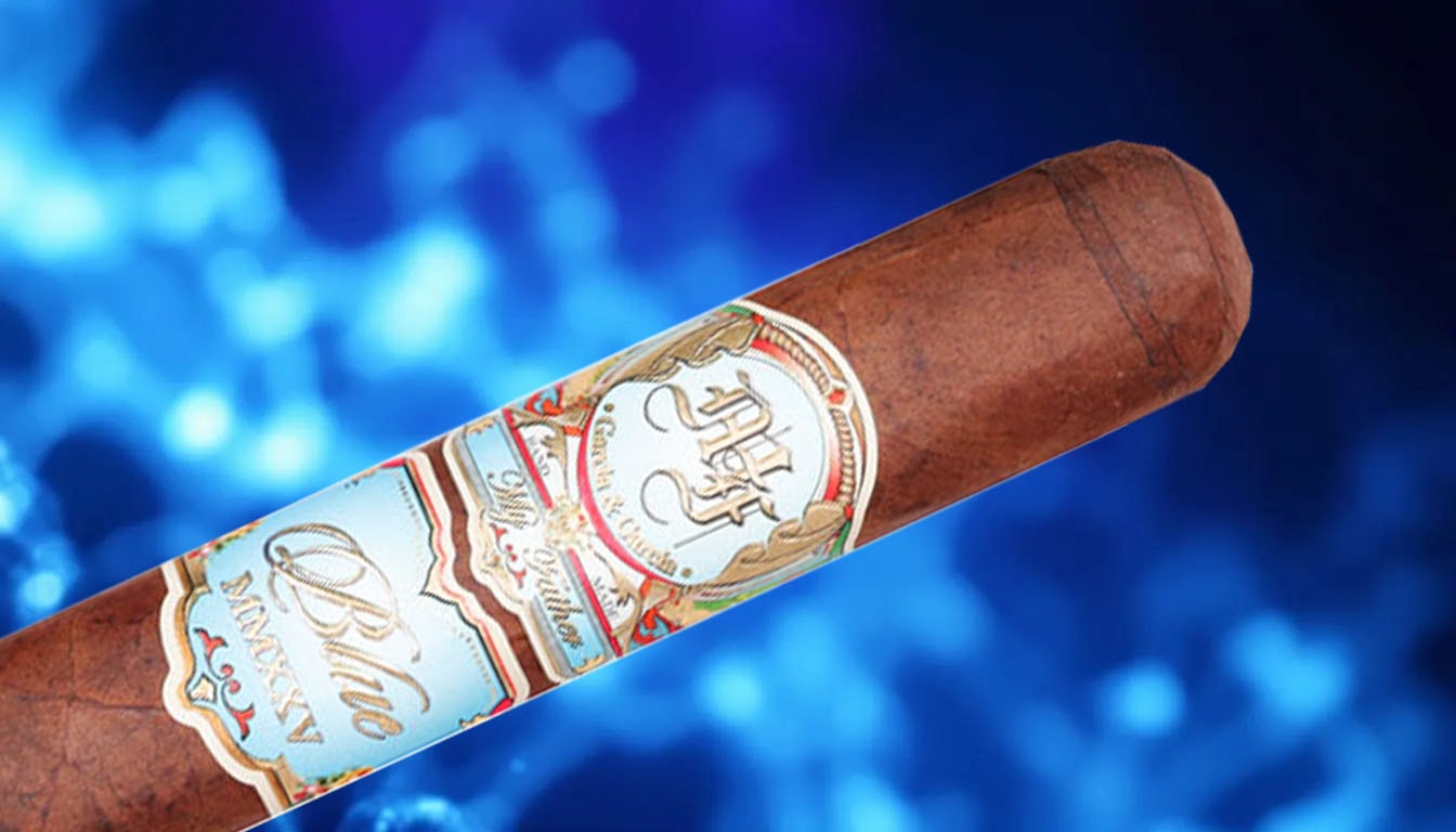 An image showcasing the quality and craftsmanship of My Father Blue 2025 cigars, with a focus on the cigar's wrapper.