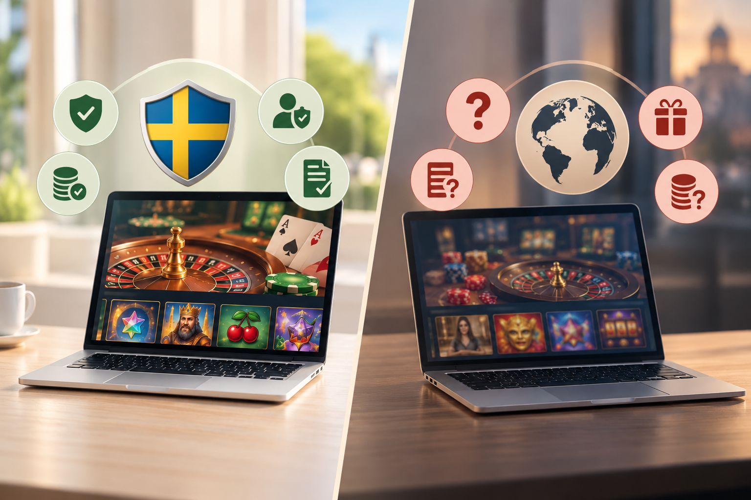 Svenska casinon jämfört med casinon utan svensk licens