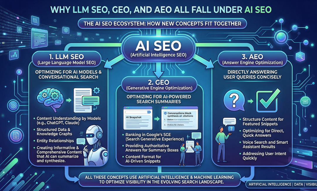 Why LLM SEO, GEO, and AEO All Fall Under AI SEO