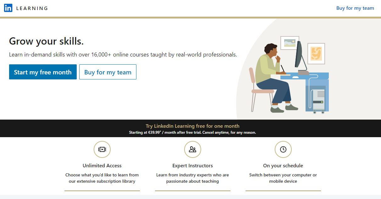LinkedIn Learning homepage.
