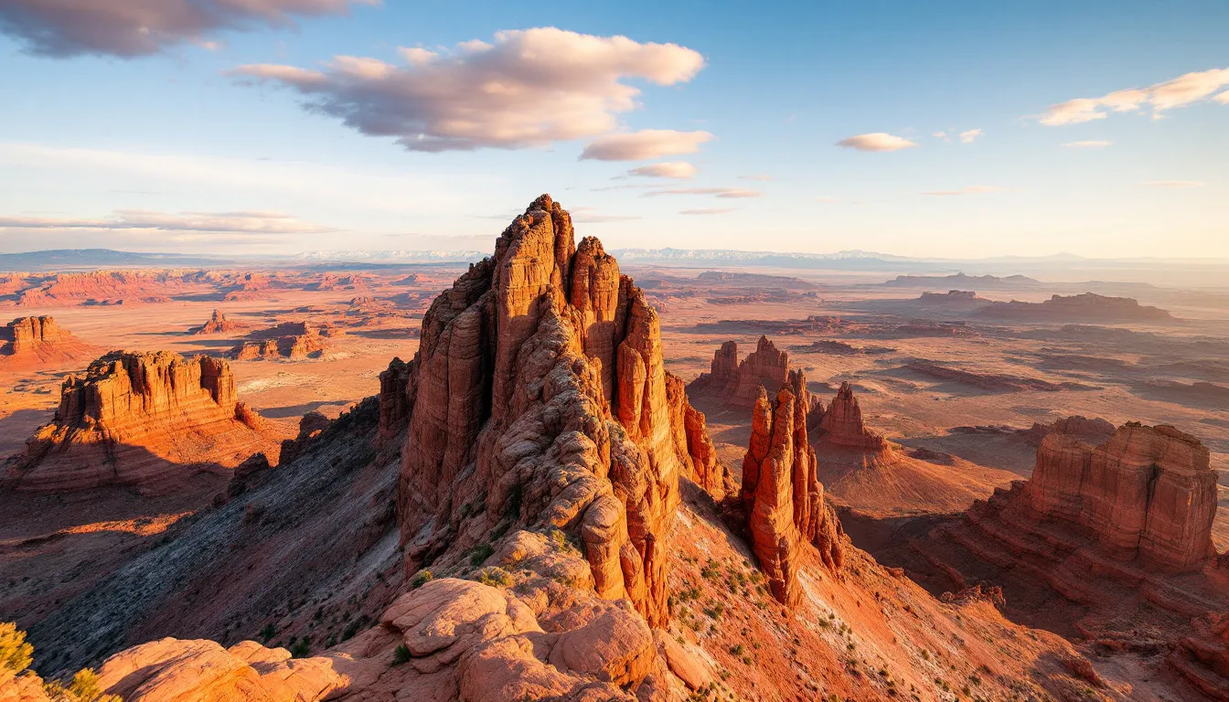 A breathtaking mountain peak offers expansive panoramic views of the southern Utah landscape, showcasing the beauty of Cedar Breaks National Monument and the Brian Head area. Visitors can enjoy activities such as hiking, mountain biking, and scenic lift rides, making it a perfect destination for summer adventures in Brian Head.