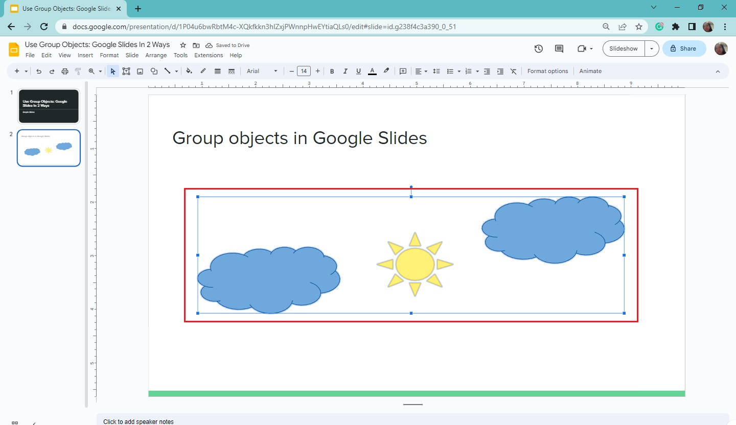 You have group your elements on your slide. you can also press Ctrl + Alt + Shift key + G to ungroup objects.