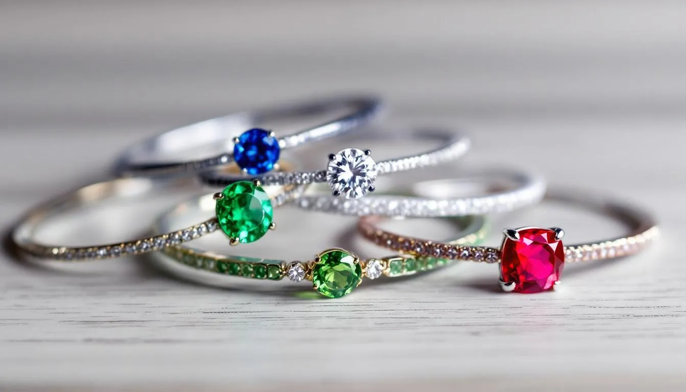 The image depicts a selection of handmade gemstone bracelets, featuring a variety of vibrant gemstones such as rose quartz, amethyst, and tiger eye, all elegantly crafted with sterling silver accents. Each bracelet tells its own story, showcasing unique colors and patterns that make a beautiful fashion statement for any occasion.