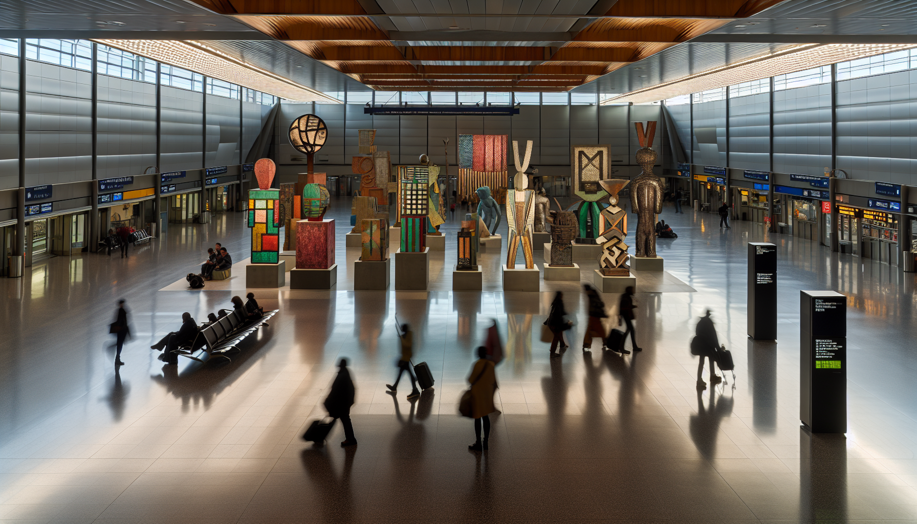 Public art at Terminal C celebrating New York's heritage