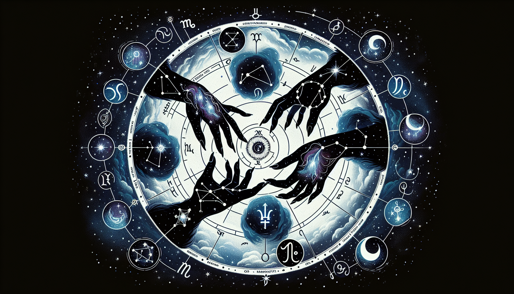 Illustration of zodiac signs and astrology