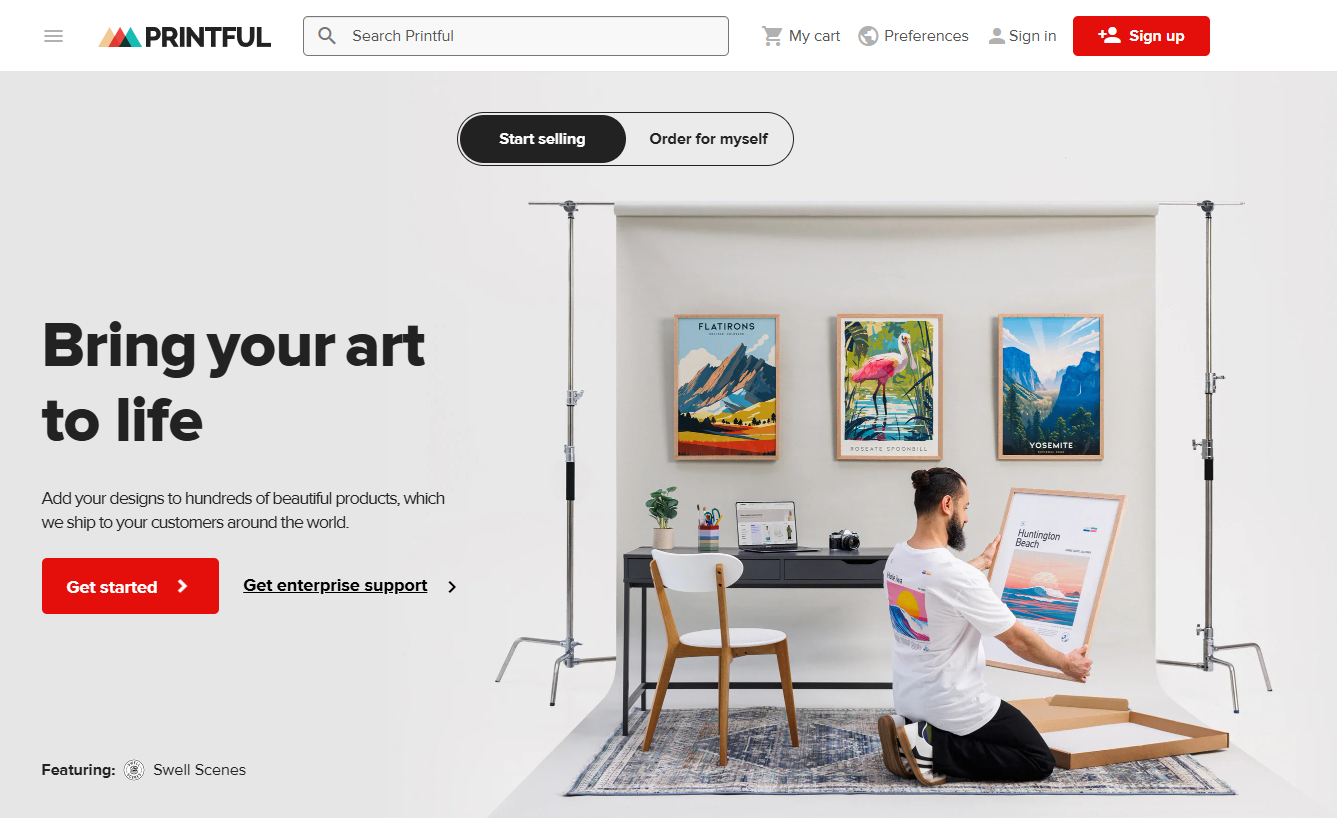 printful landing page screenshot