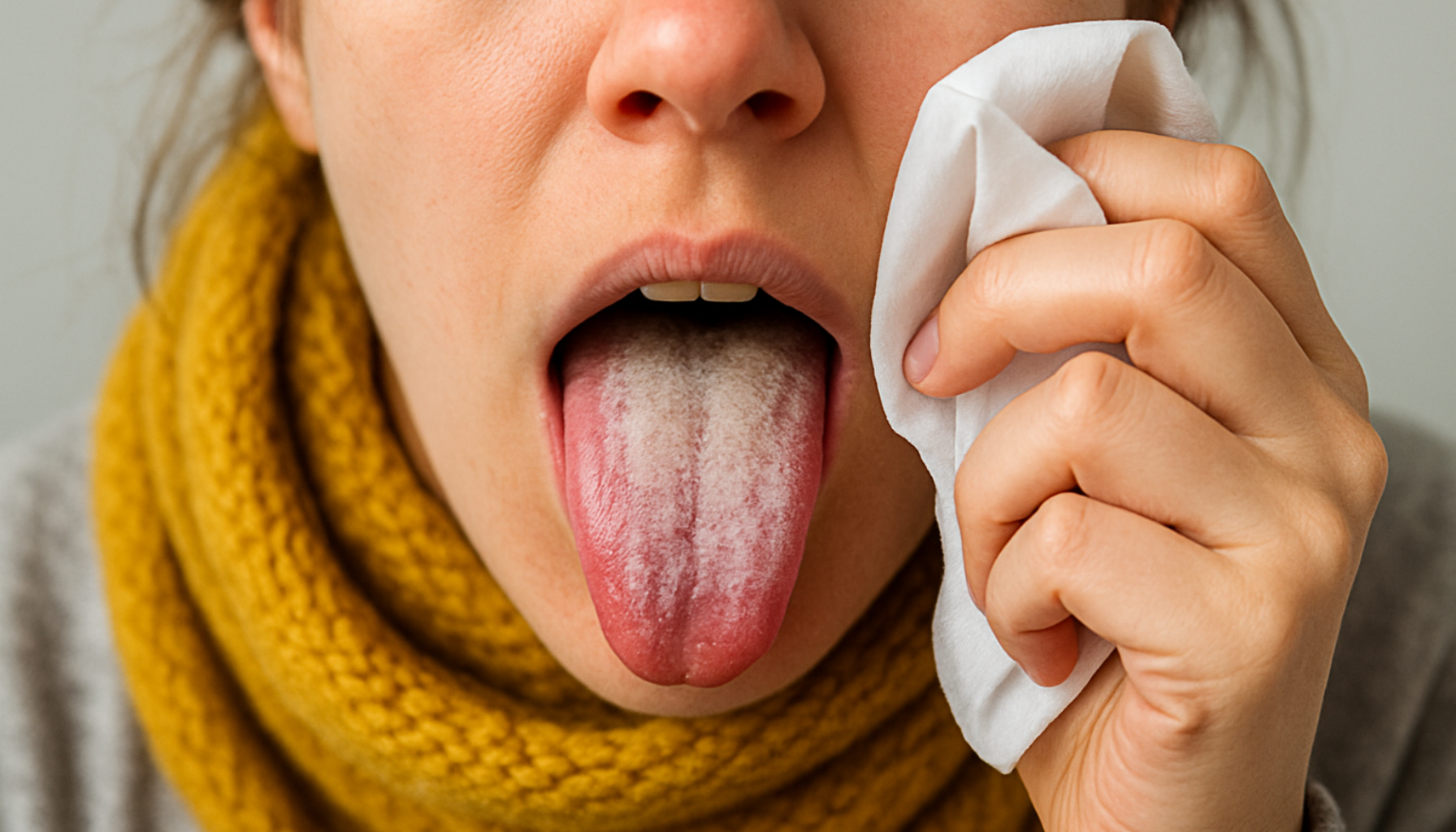 Hvitt belegg på tunga ved forkjølelse: Ufarlig, men verdt å følge med på 12 Kvinne med forkjølelse viser hvitt belegg på tungen mens hun holder et papir mot ansiktet. hvitt belegg på tunga ved forkjølelse soppinfeksjon i munnen hvitt belegg innsiden av kinnene hvite flekker bør du kontakte candida albicans svekket immunforsvar røde flekker munnen dårlig munnhygiene pusse tennene tungen trøske tunge belegg behandling sopp soppinfeksjon sår årsaker bør andre barn ofte hos hvitt dersom mer vanligvis hvite symptomer munnhygiene candida gir soppen får bruk viktig symptomene finnes råd lege små forårsaket legen antibiotika god drikke sist infeksjon ganger spedbarn barnet dårlig bruker sykdommer helsepersonell fleste personer munn skyldes forebygge munnhulen les bruke feber halsen unngå vanlig medisiner voksne behandles mat rød ulike smerter eksempel normalt nok tilfeller