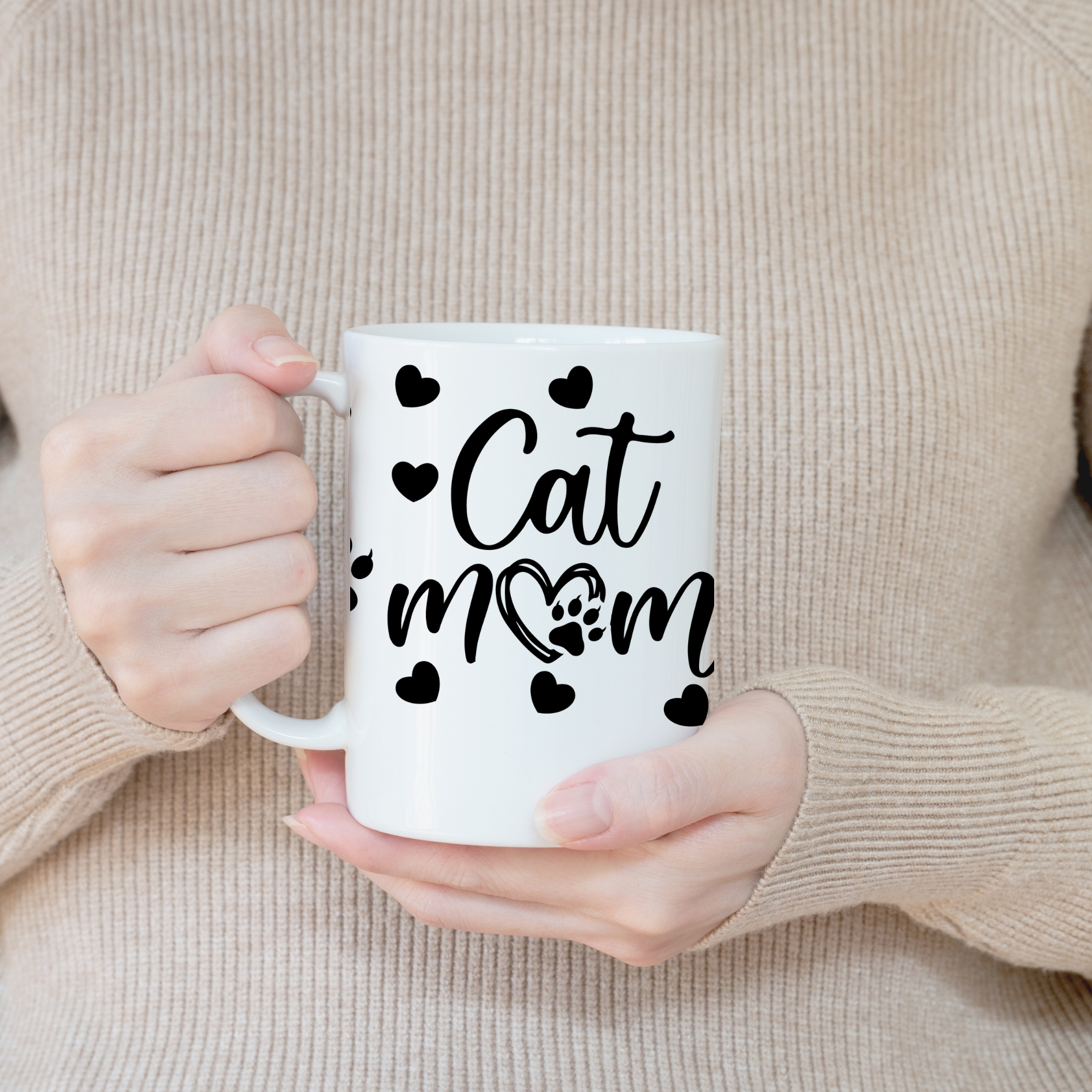 Cat Mom UV Decal Transfer on Ceramic Coffee Mug