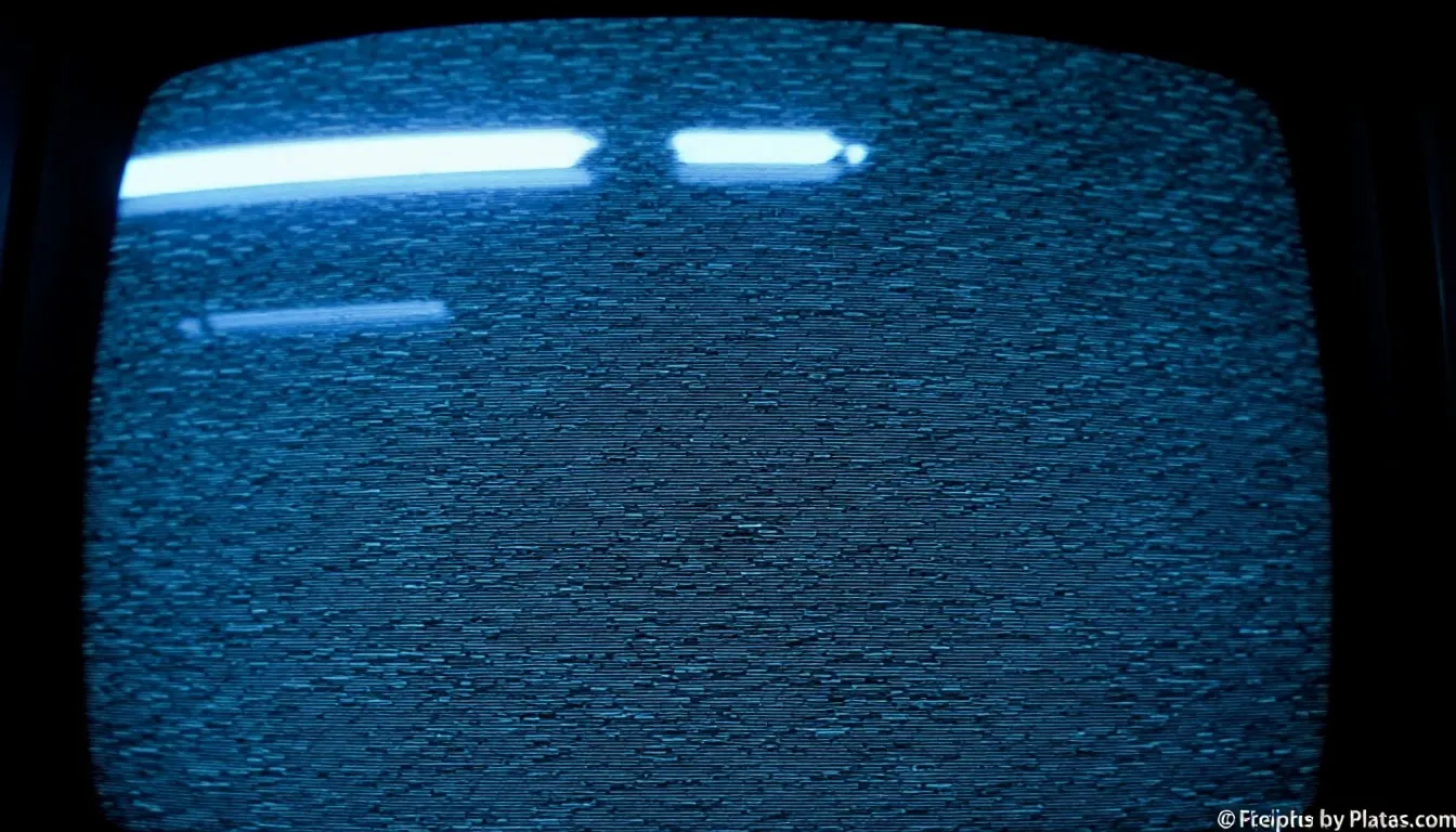 The image shows a close-up of a flickering TV screen, illustrating a common issue that can arise with smart TVs. This flickering can be caused by various factors, including loose or damaged cables, outdated software, or issues with the TV's internal components.