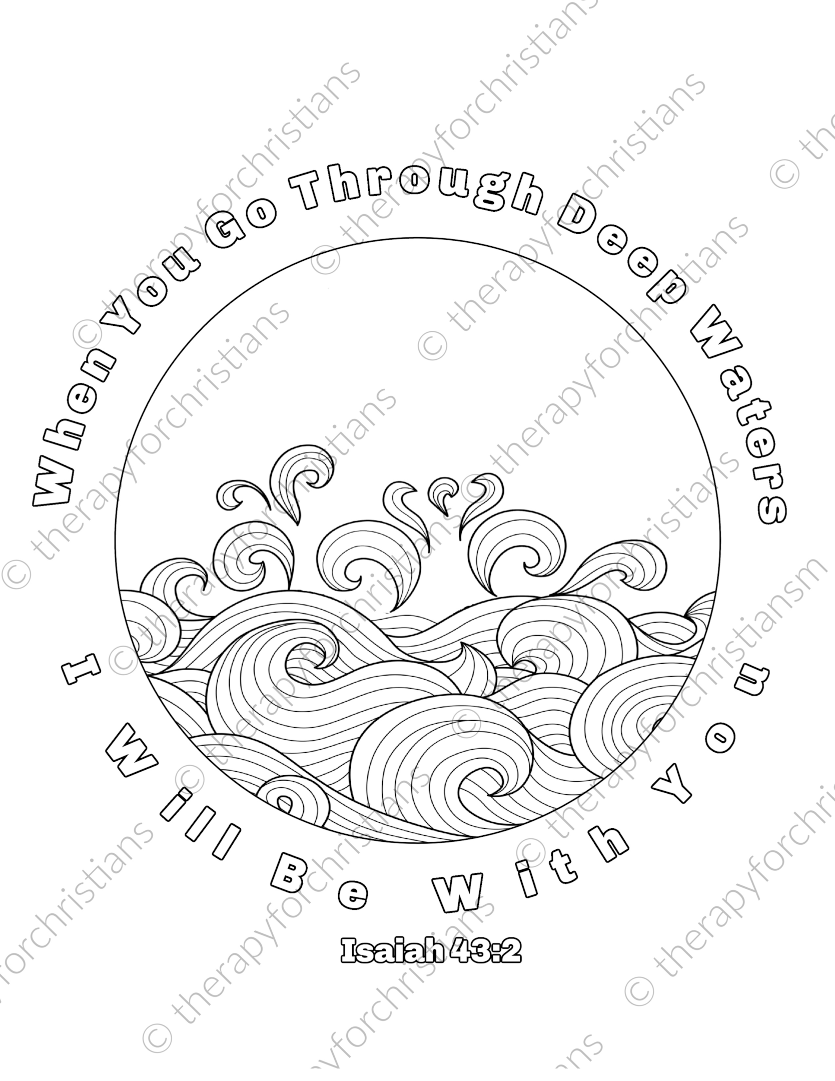 Isaiah 43:2 scripture coloring pages