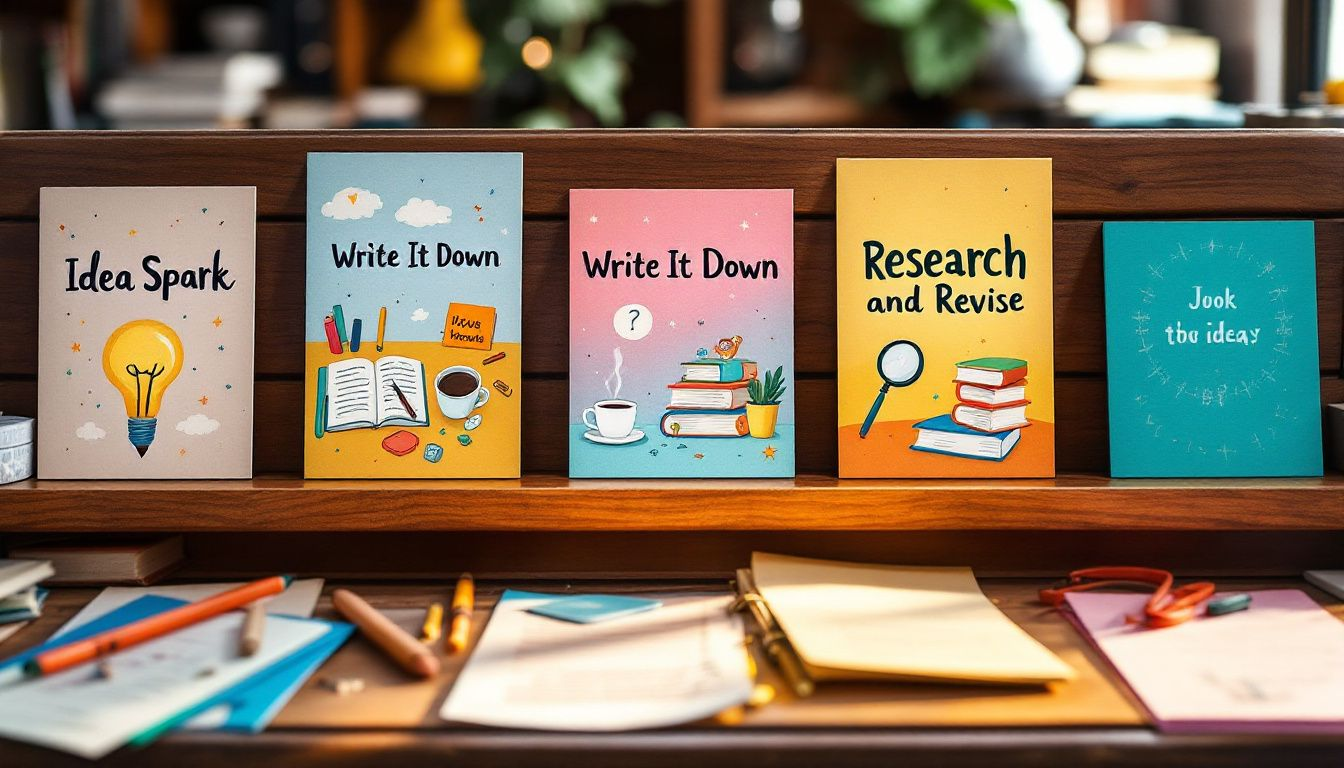 A collection of literary agents' business cards on a desk, symbolizing the research process for aspiring authors on how to get a book published.