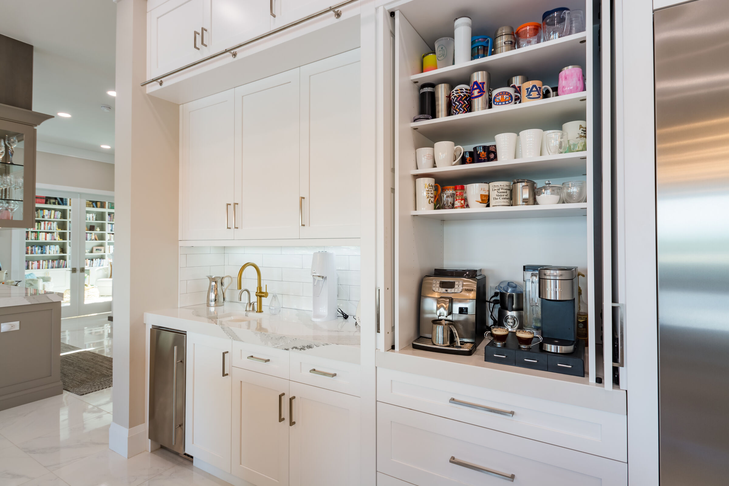 tall appliance garage with coffee station 2024 trend