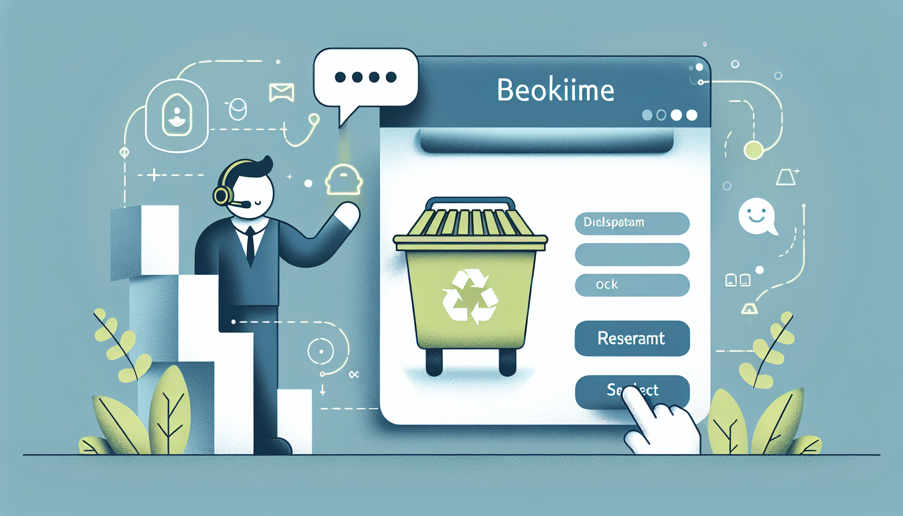 Illustration of booking a dumpster from LDR Site Services