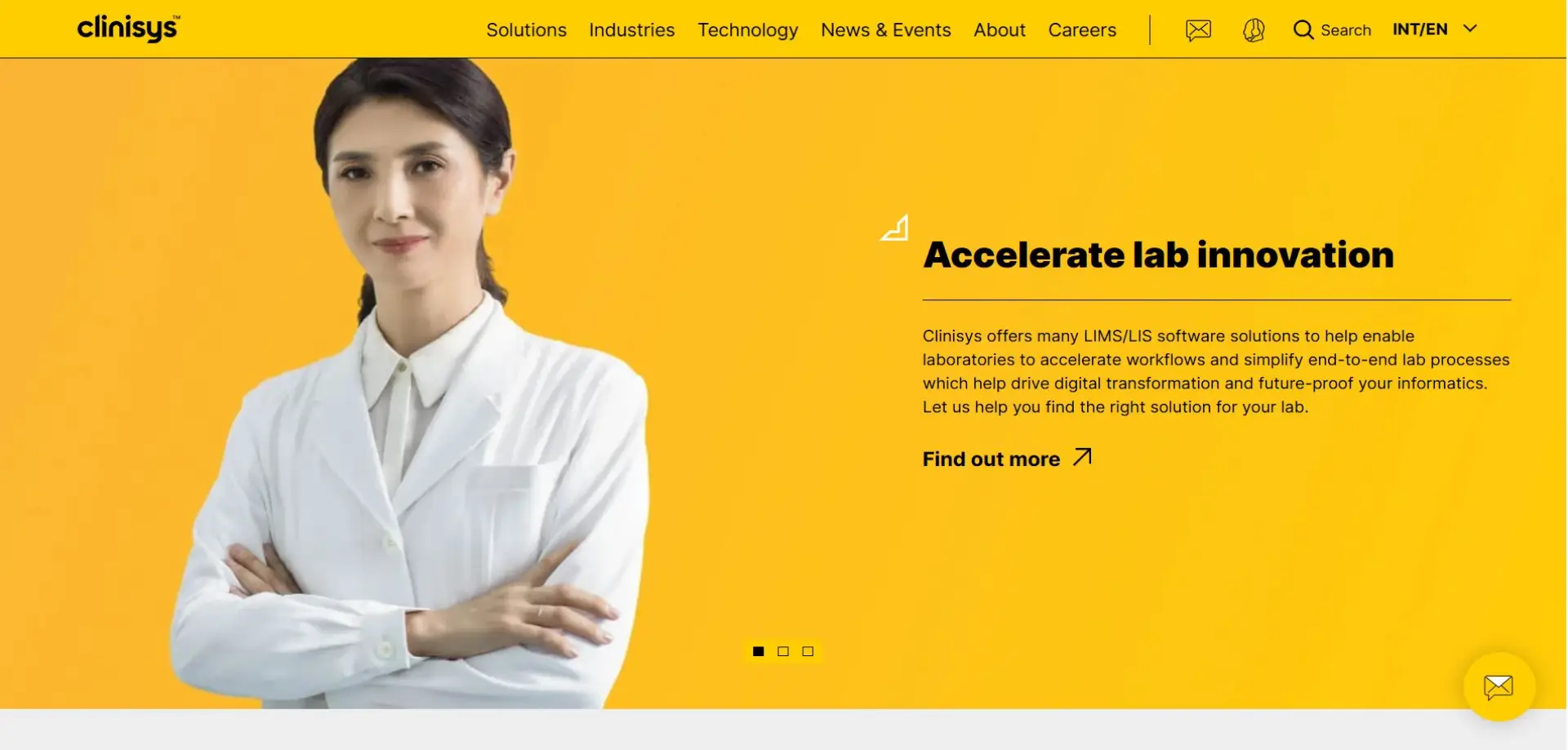 Homepage of Clinisys website