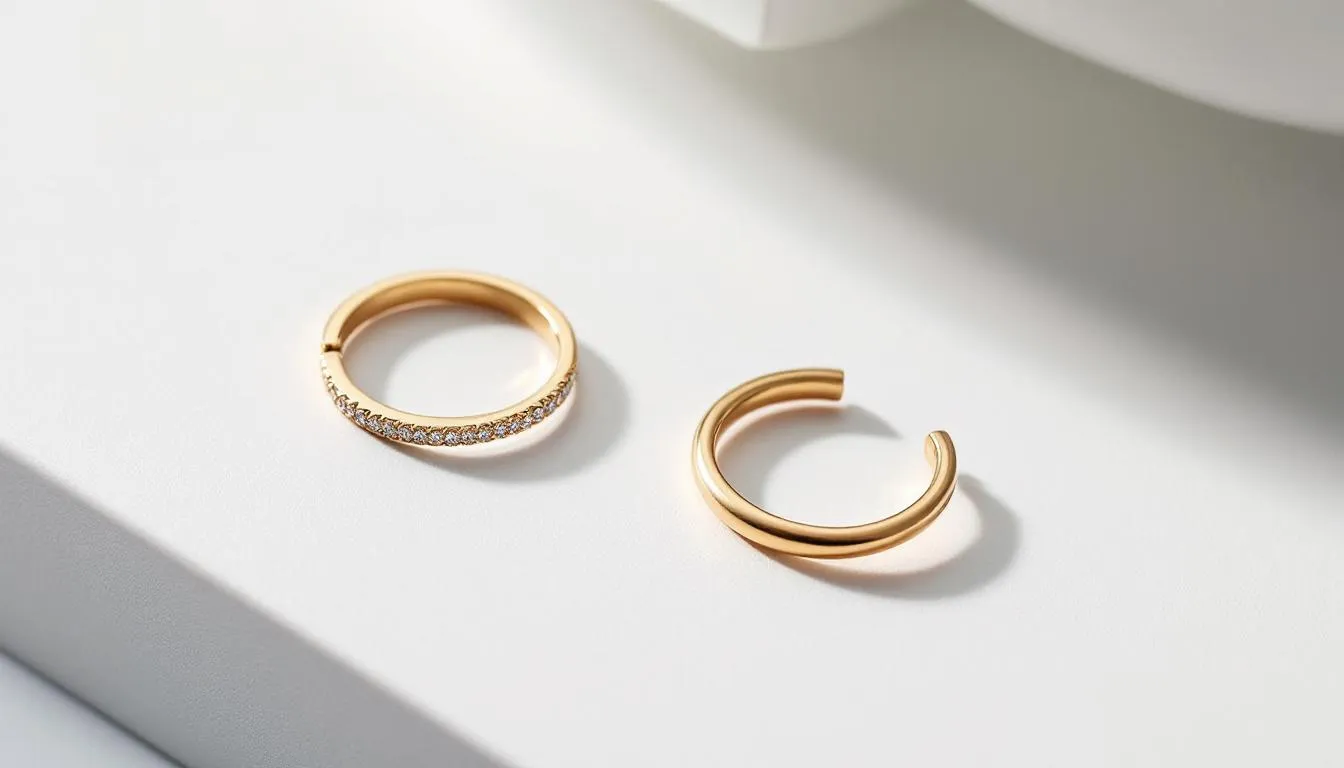 The image showcases a stunning collection of contemporary huggie and hoop earrings, featuring elegant sterling silver designs that exude sophistication. These chic earrings are perfect for any occasion, making them a versatile choice for women seeking to elevate their style.