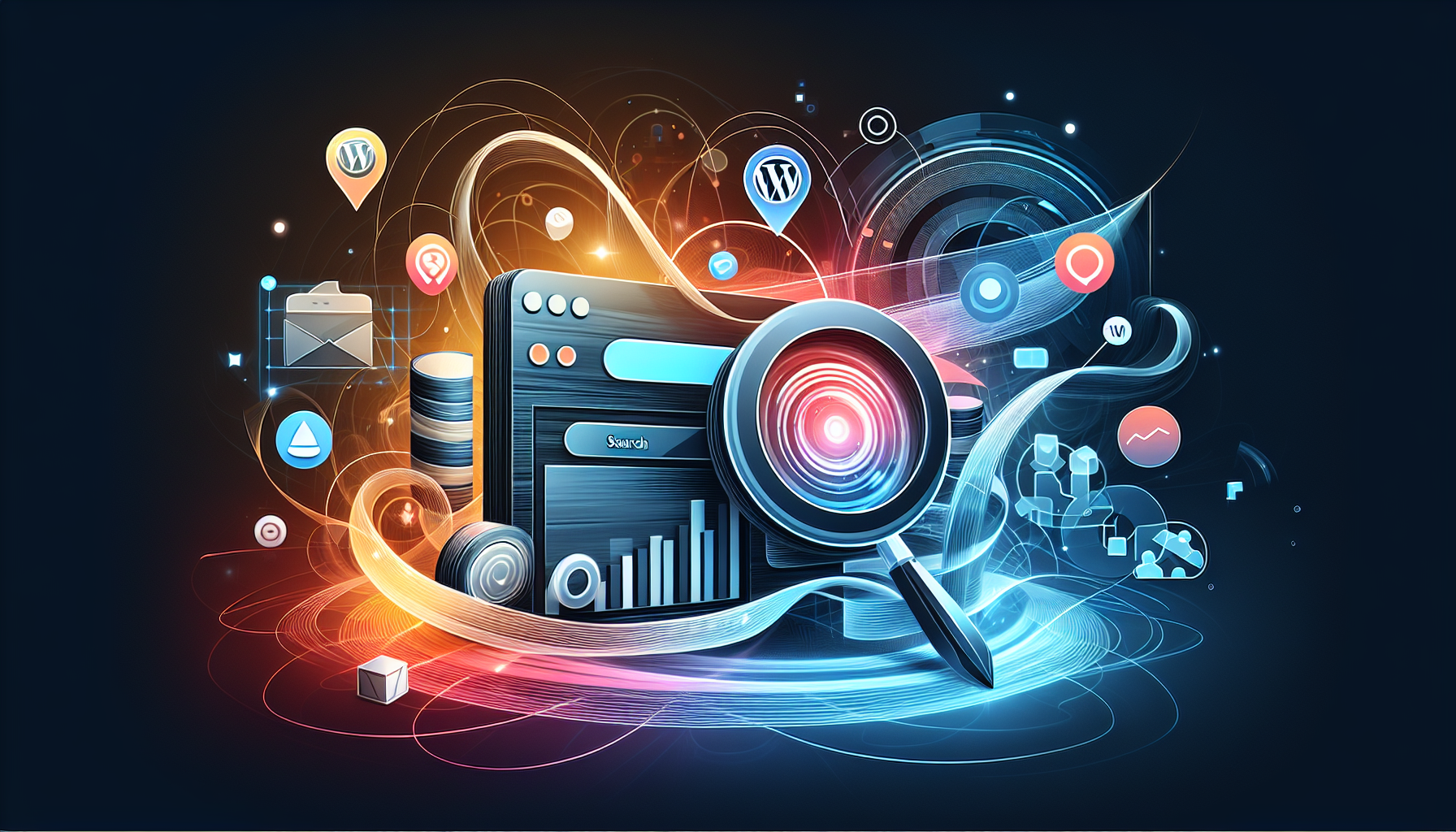 An illustration depicting the role of WordPress maintenance in enhancing site search functionality for improved user experience.