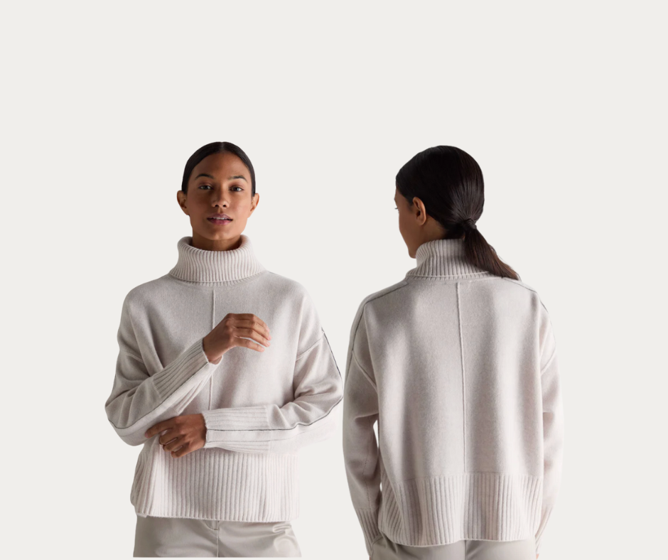 N. Peal Cashmere Roll-Neck Sweater in bone