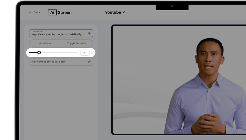 use the volume slider to set the preferred sound level