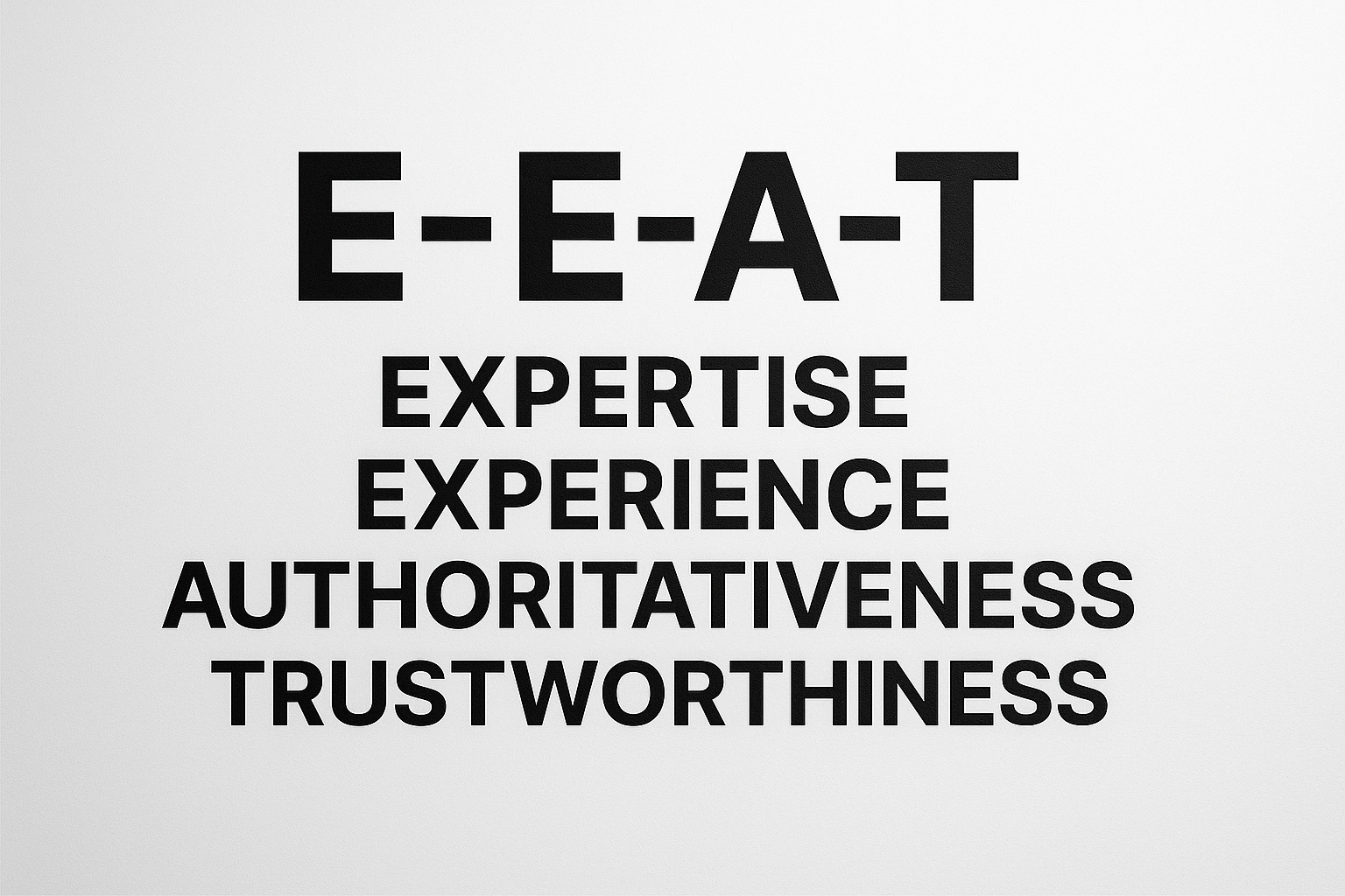 Grafik die die Begriffe Experience, Expertise, Authoritativeness, Trustworthiness zeigt