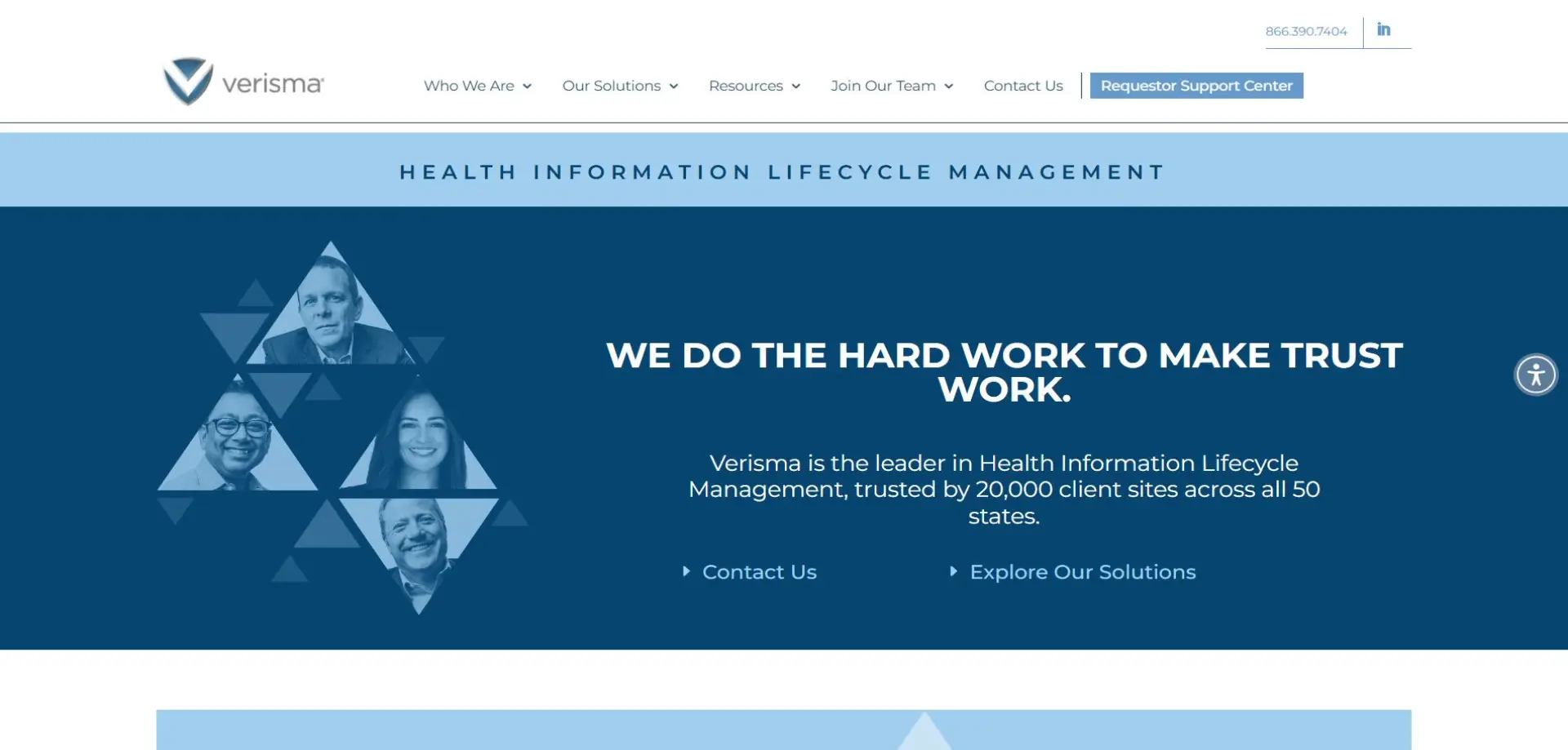 Homepage of Verisma website