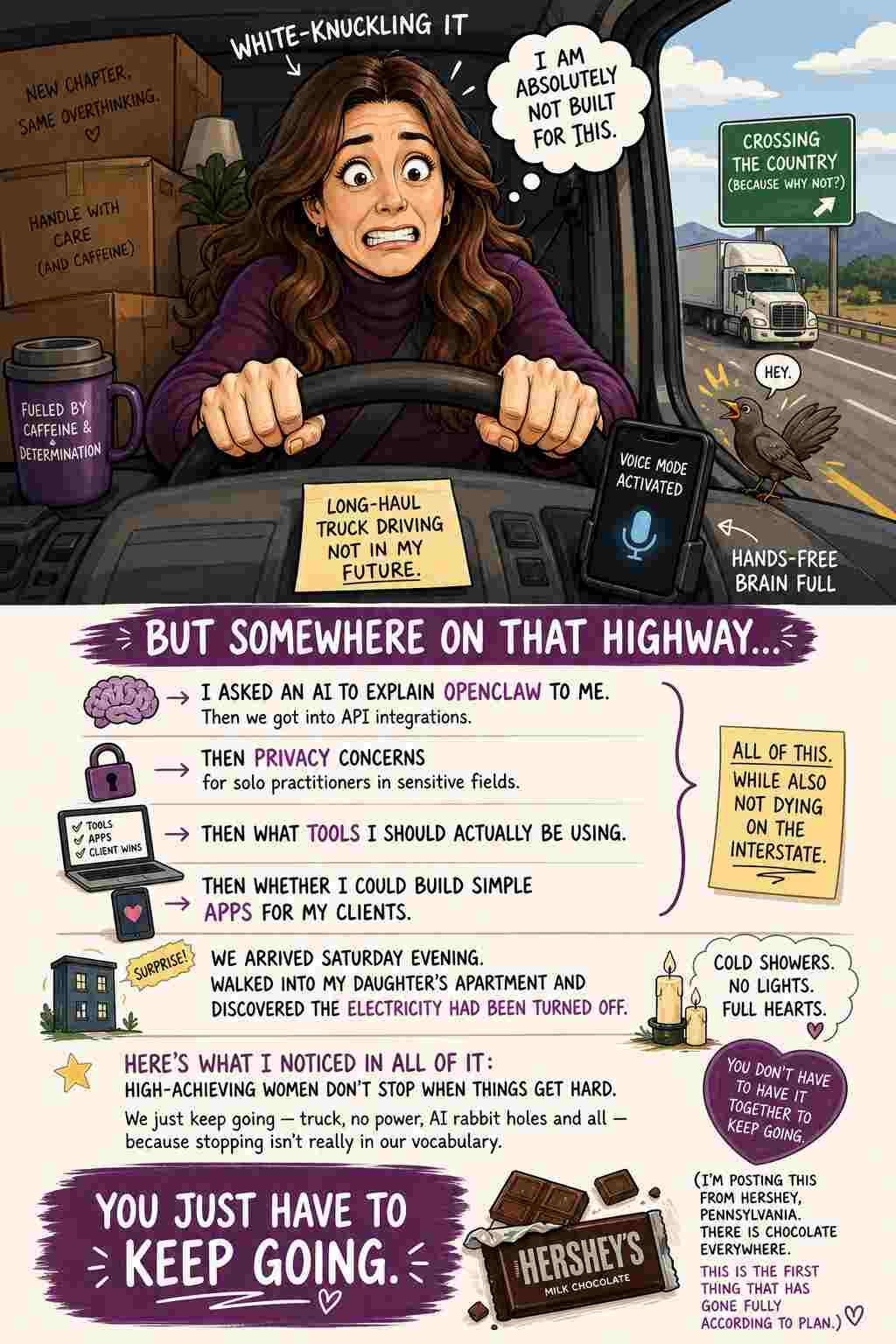 Anxiety in High Achieving Women: What does white-knuckling a big moving truck while driving across the country and learning about AI have to do with anxiety? Sometimes- everything. 'Good think you don't have to have it all together to just keep moving forward- one cold-shower-step at a time.