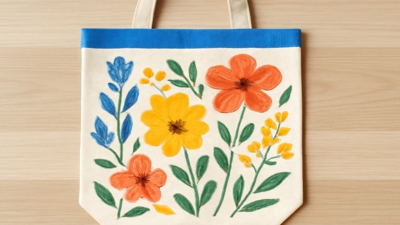 floral design on tote
