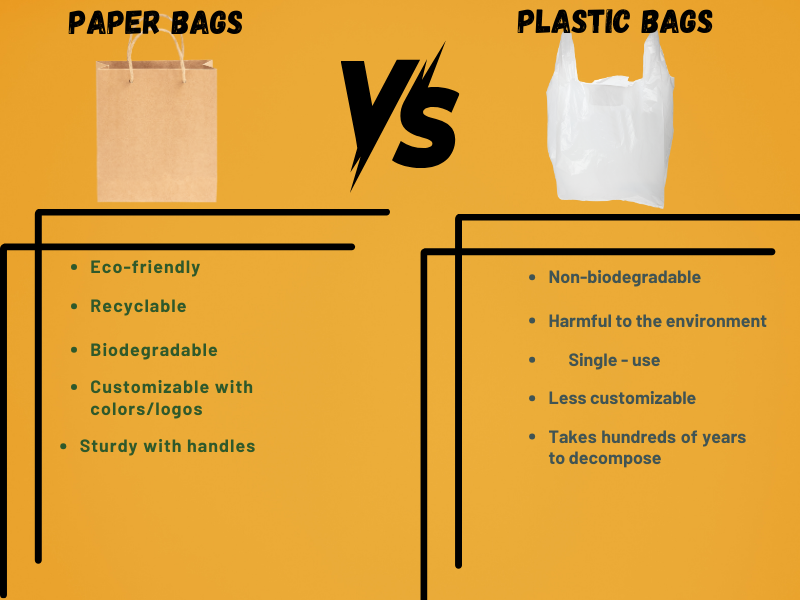 an illustration of a Paper Vs. Plastic bags