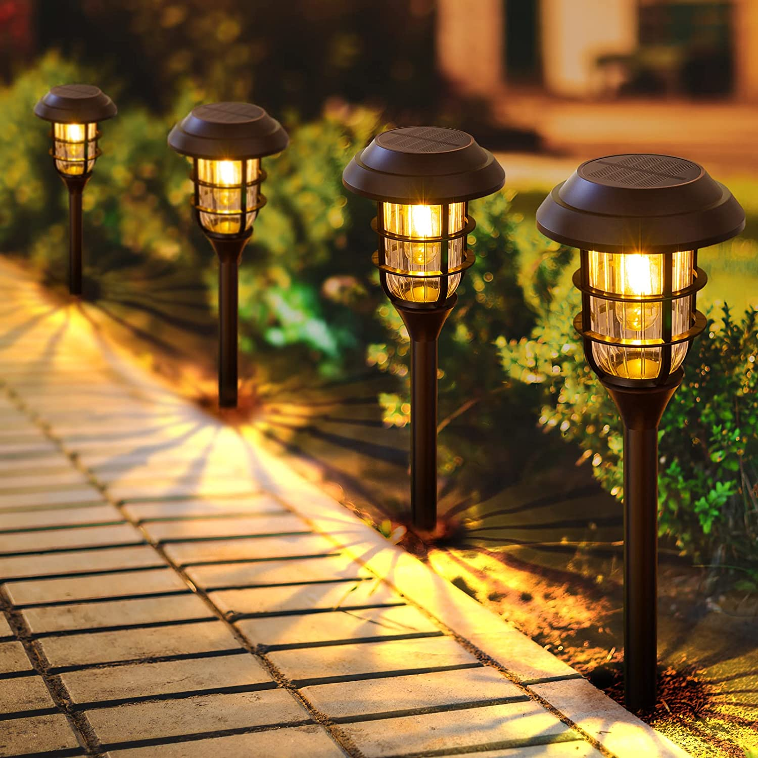 Ejemplo de luces de seguridad: iluminación de caminos de jardín