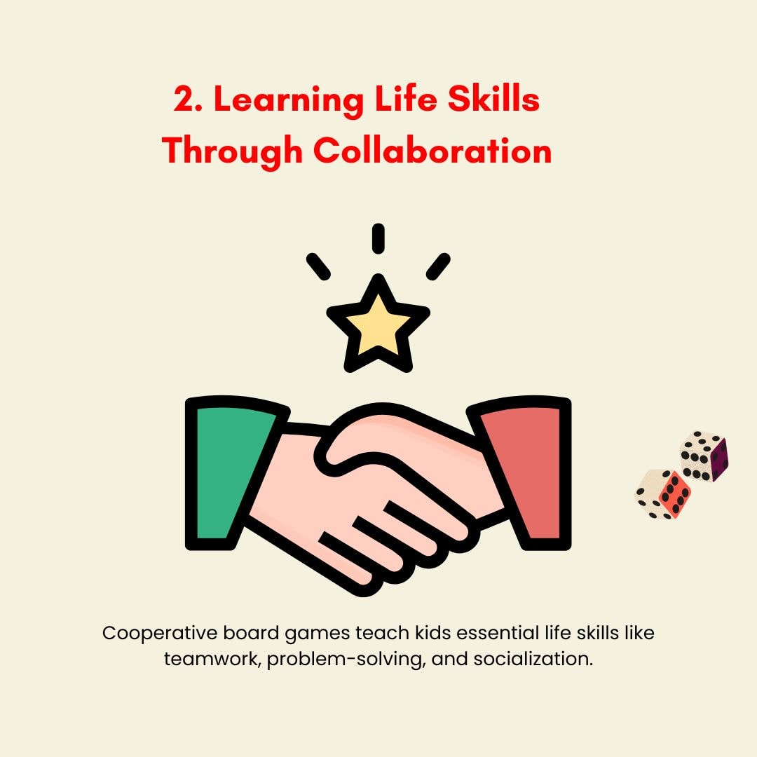Cooperative board games teach kids essential life skills like teamwork, problem-solving, and socialization.