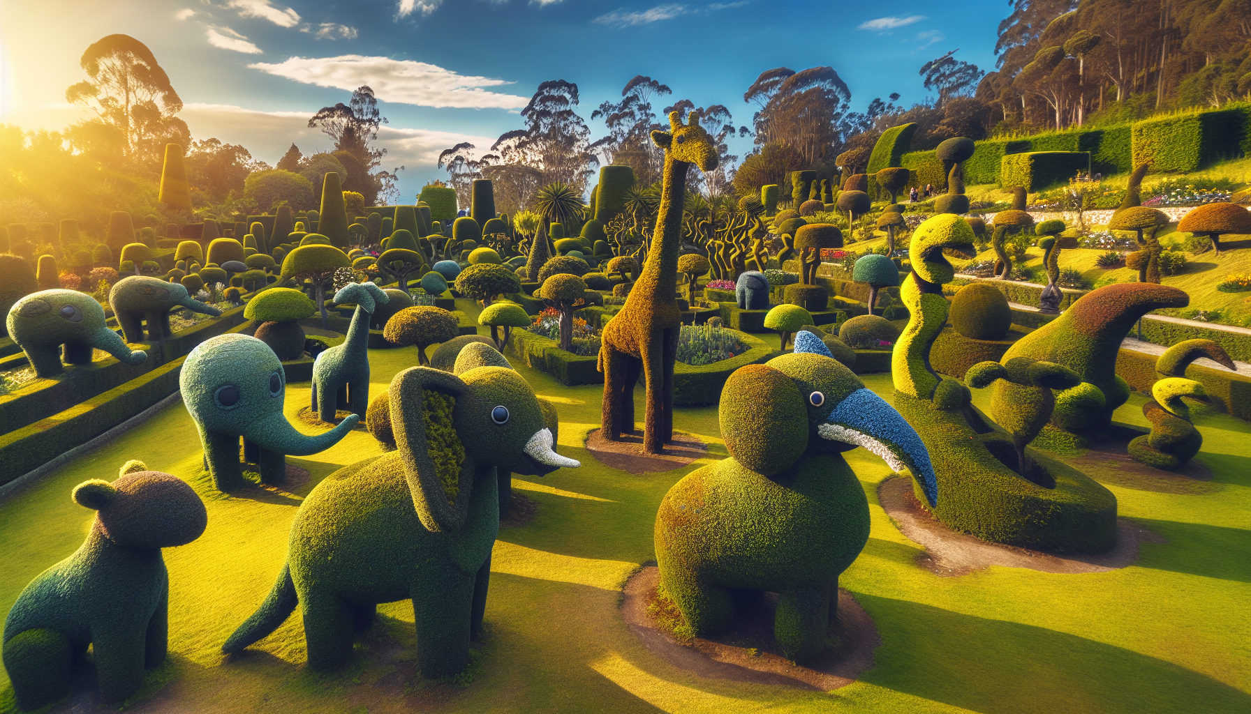 Whimsical animal topiary in Zarcero's gardens
