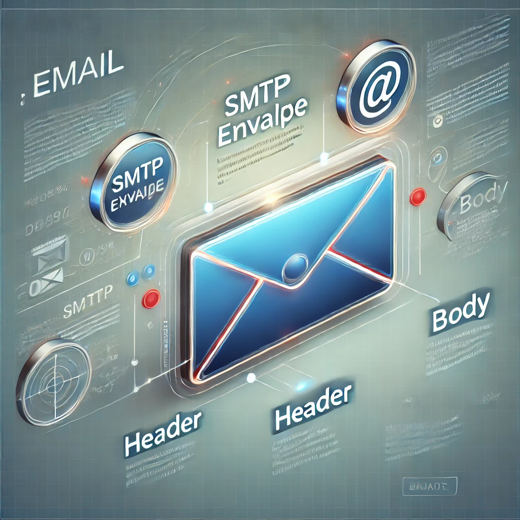 Imagen mostrando las partes de un correo electrónico: sobre SMTP, encabezado y cuerpo. | Posiciona.Digital
