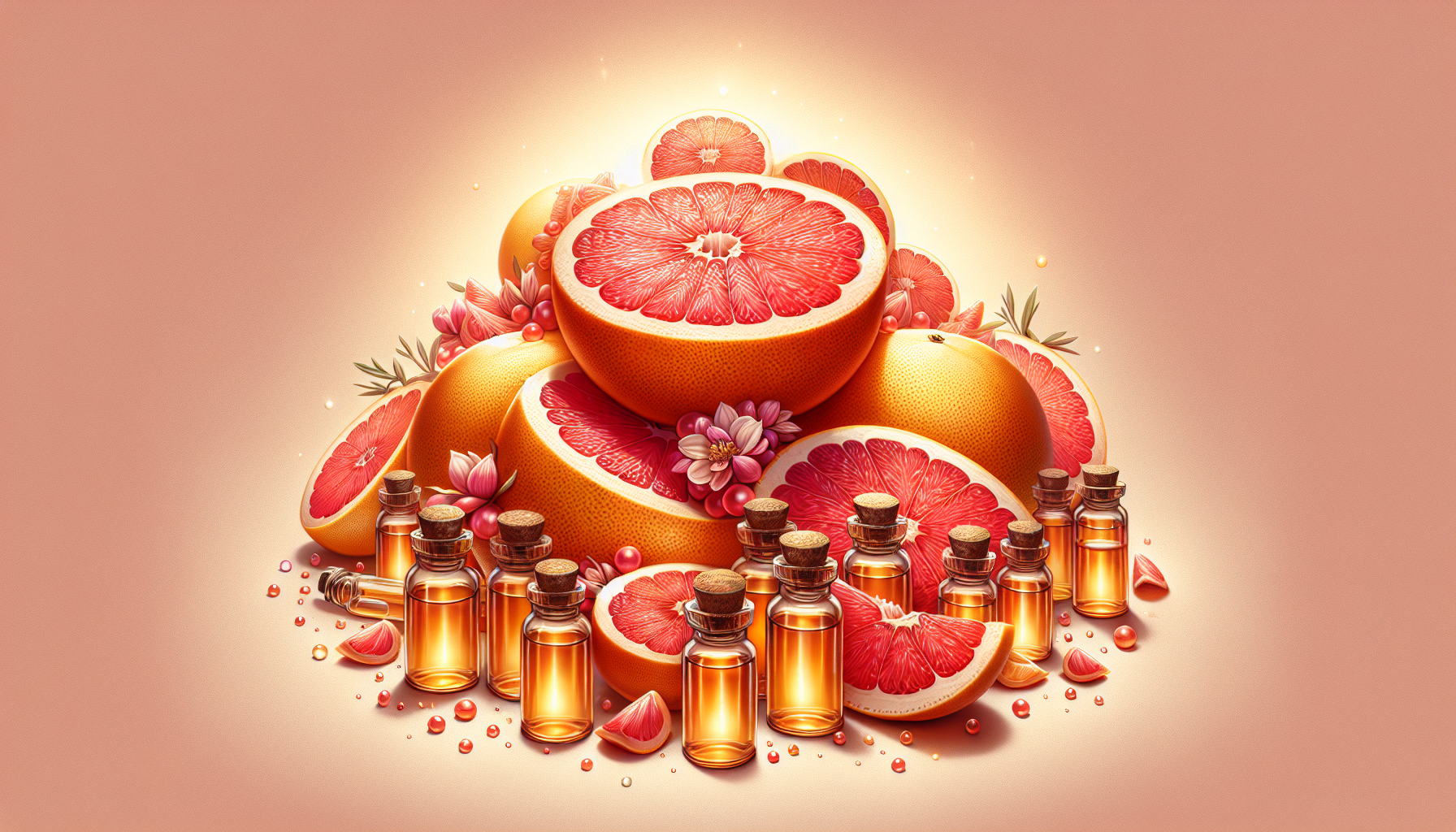 Illustration of grapefruits and natural flavor extracts