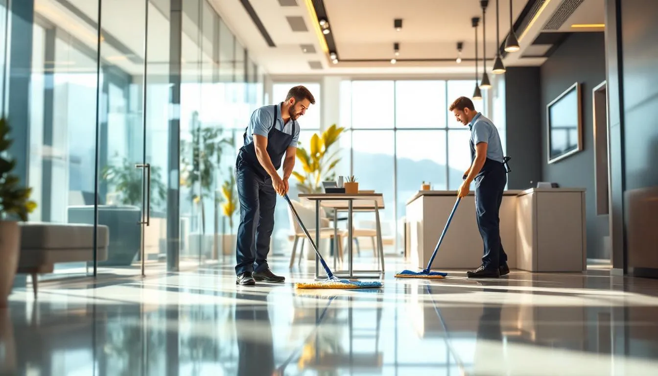 An office space being cleaned by a professional cleaning service in Kelowna.