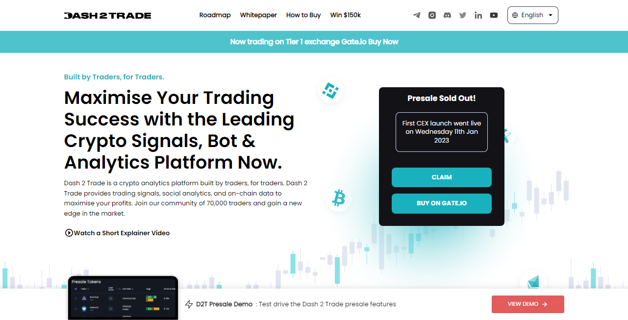 Dash 2 Trade landing page