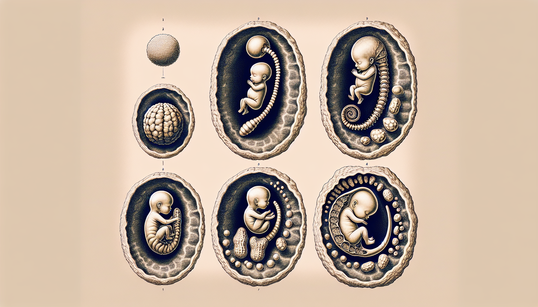 Illustration der Entwicklung des Babys im Mutterleib