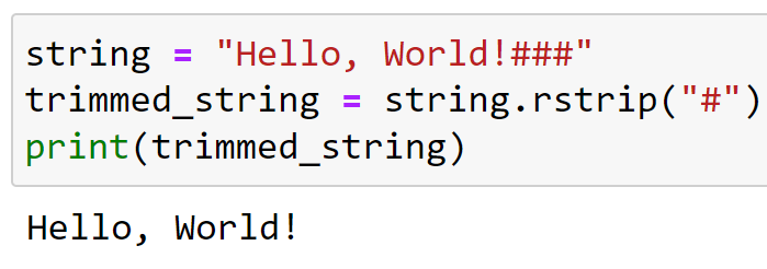 Specific characters provided to Python rstrip() to remove characters after exclamation marks