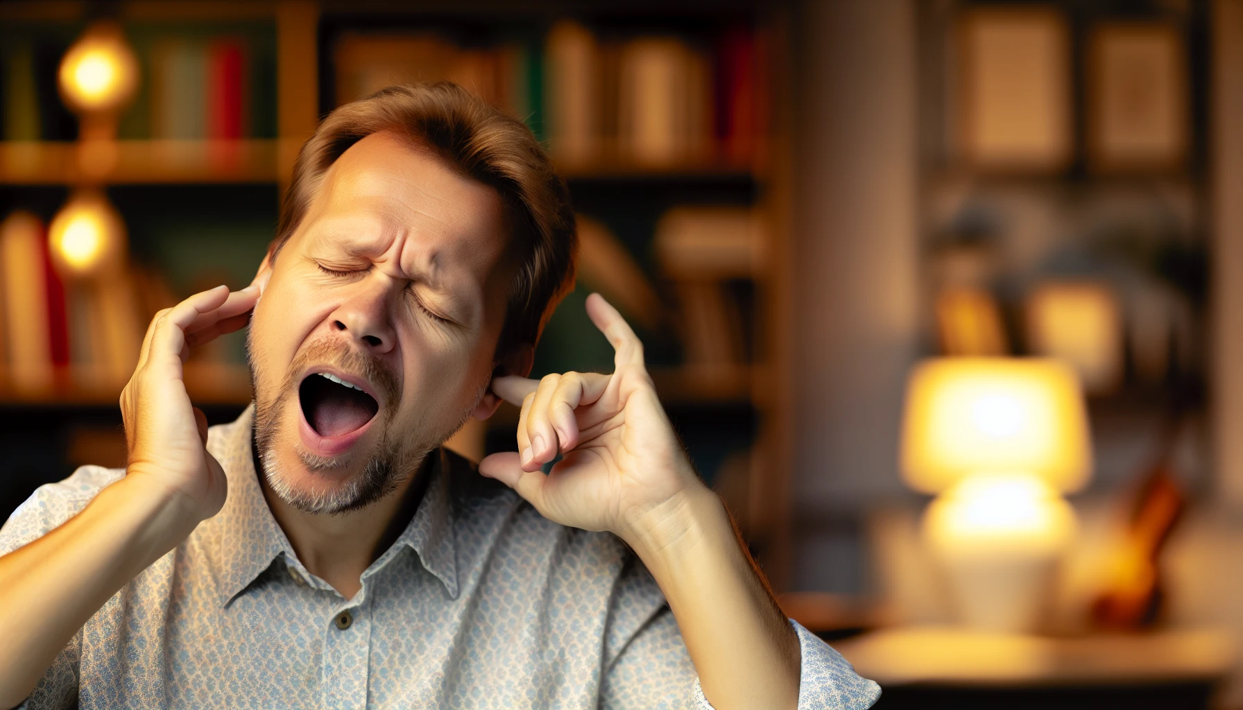 Photo of person yawning to relieve ear pressure