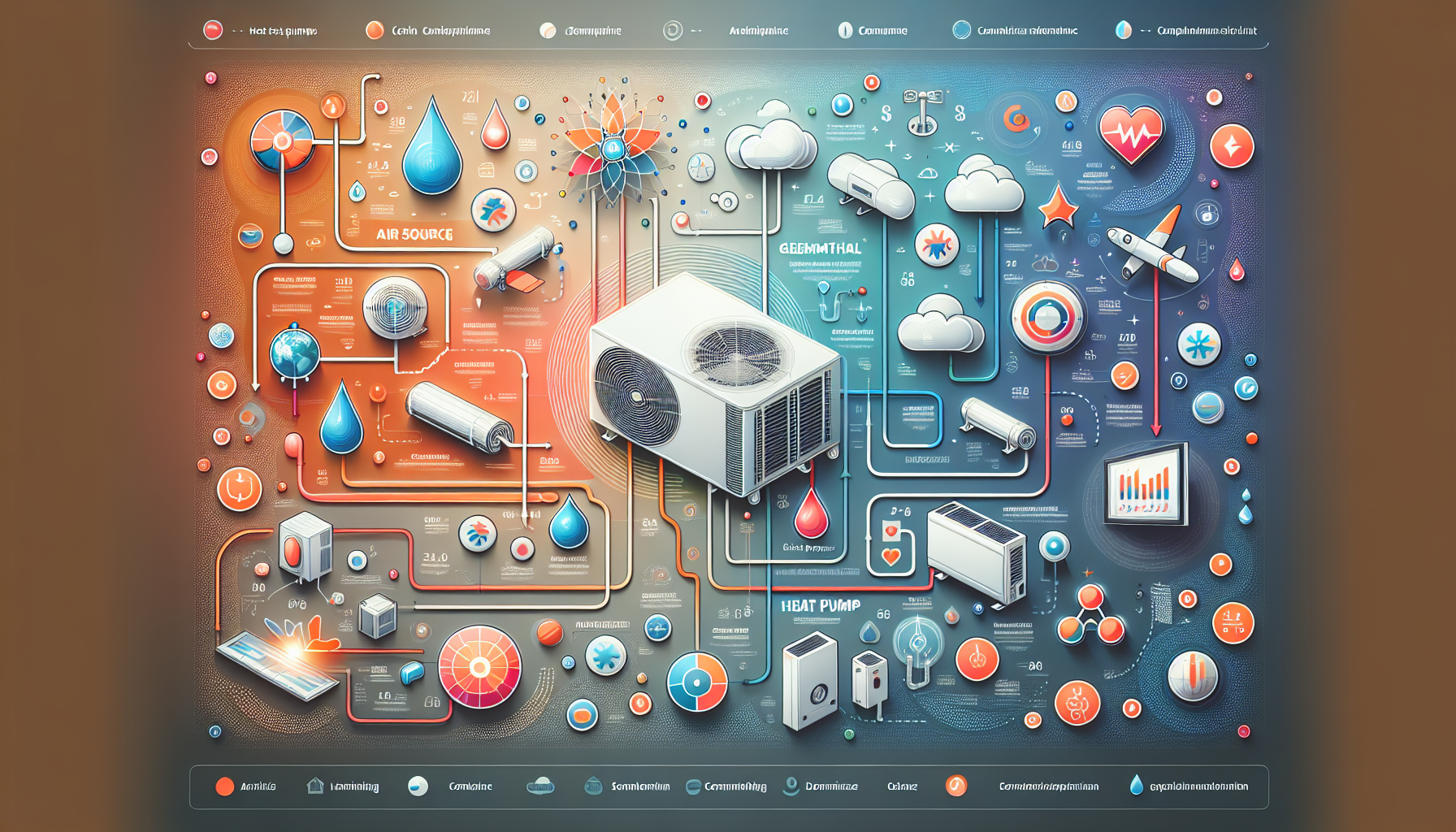 An infographic showing the types of heater pumps and their applications.