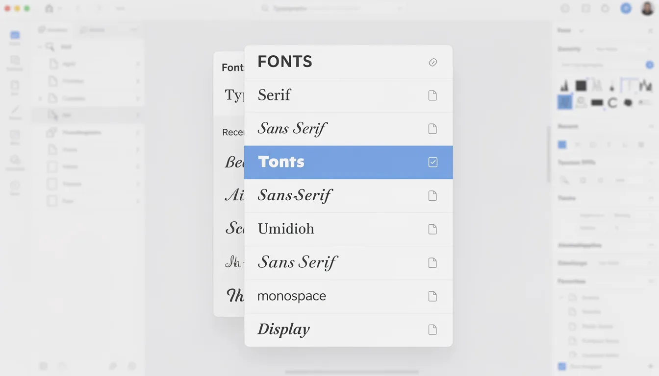 The image shows a close-up of a typography selection interface, featuring various font options for designing business cards. This tool allows users to easily customize their own business card templates with just a few clicks, ensuring a personalized and professional look.