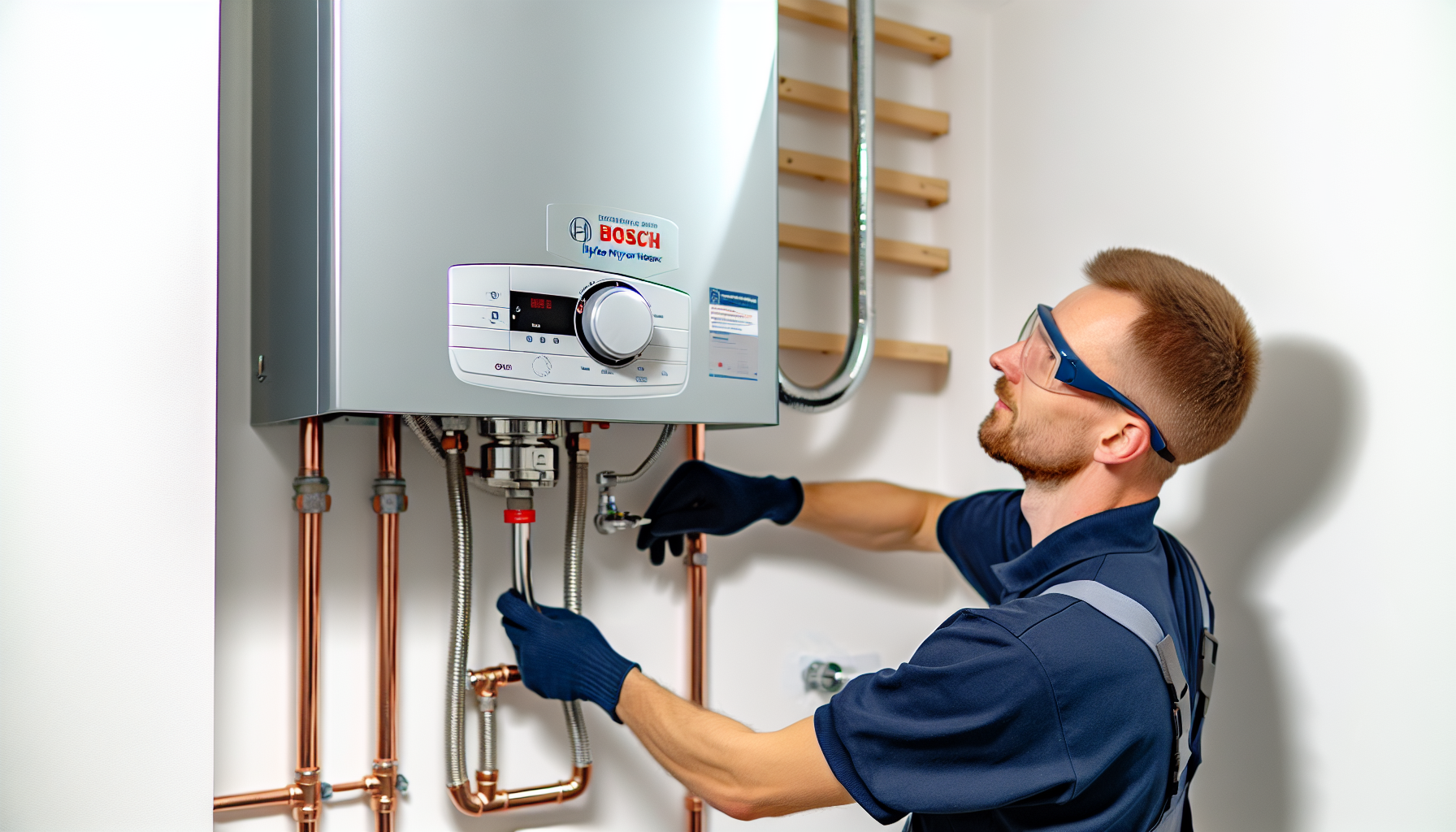 Photo of a professional installation of a gas water heater