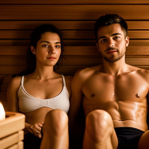 Image of a happy couple enjoying their home sauna.