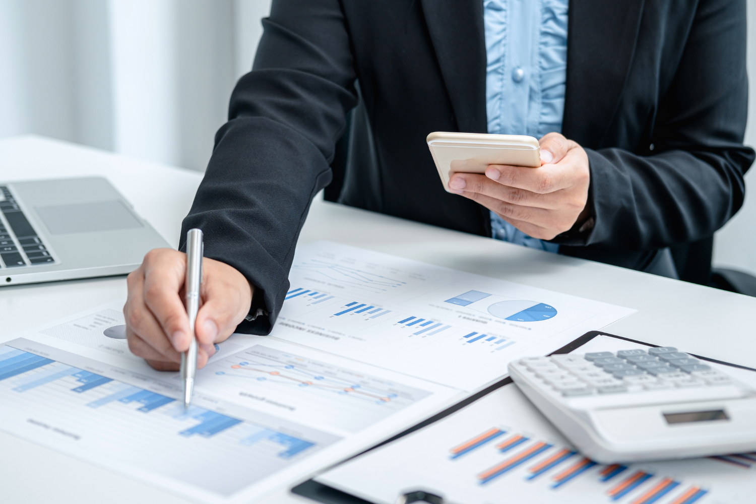 An accountant reviewing financial documents.