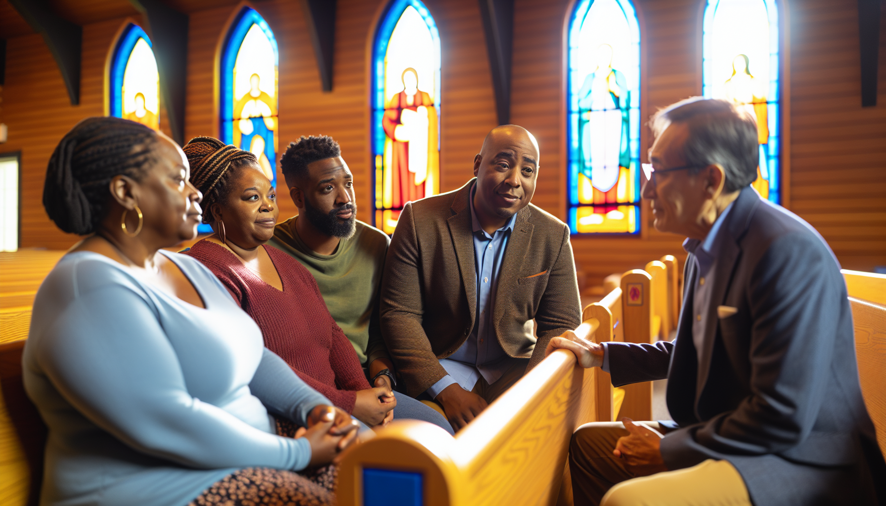 Church leaders providing support and guidance to individuals