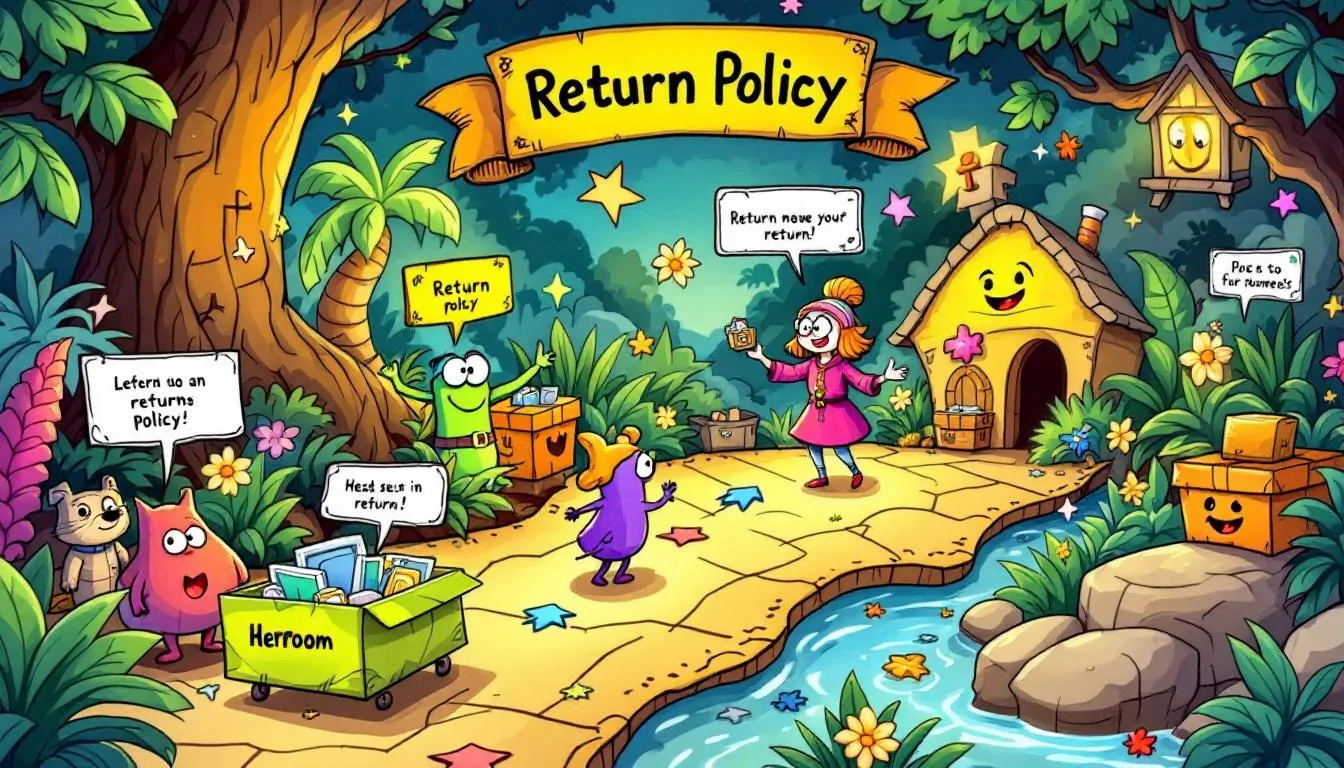 A visual guide illustrating the return policy process for herroom purchases.