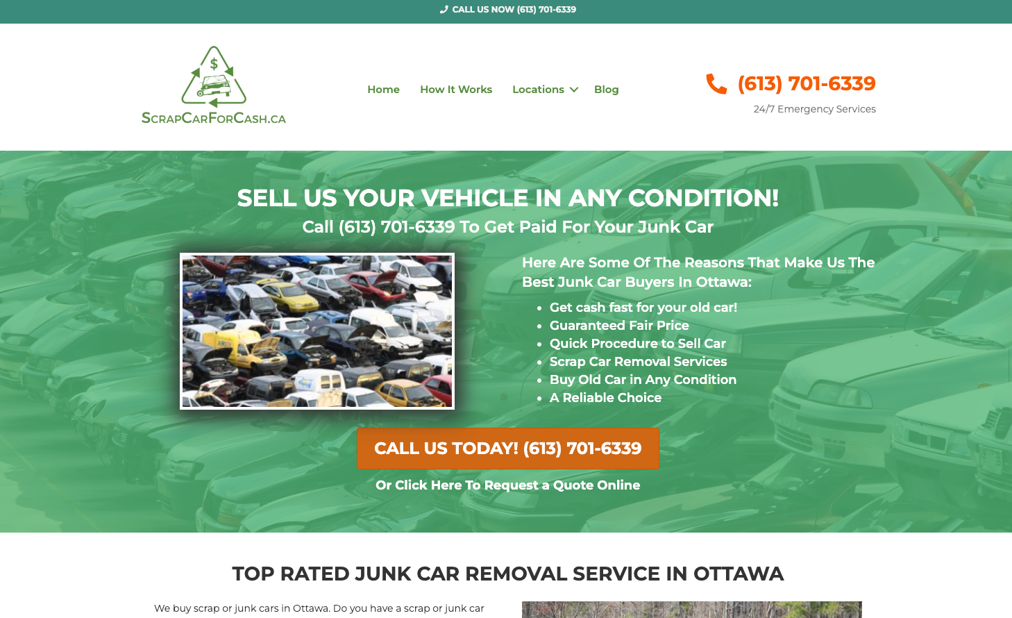 Scrap Car Pickup For Cash Ottawa web page.
