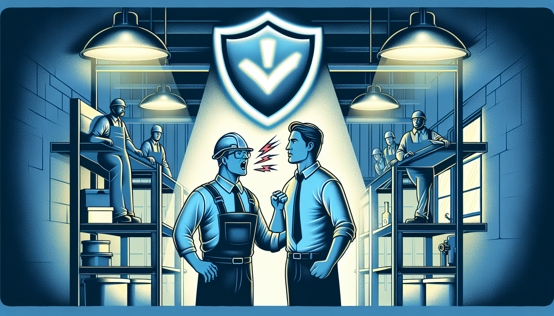 An illustration depicting legal protections available for workers against retaliation in unsafe work environments.