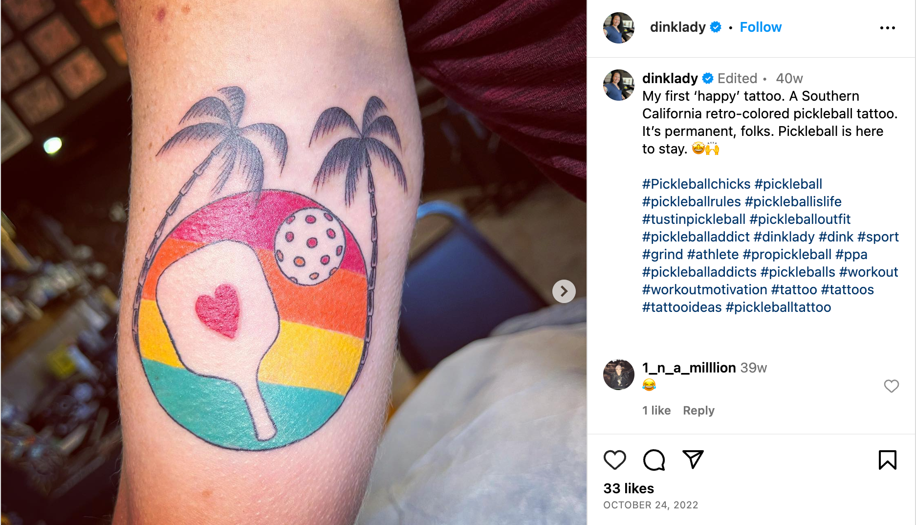 The Pickleball Tattoo Badge of Honor or... Athleisure