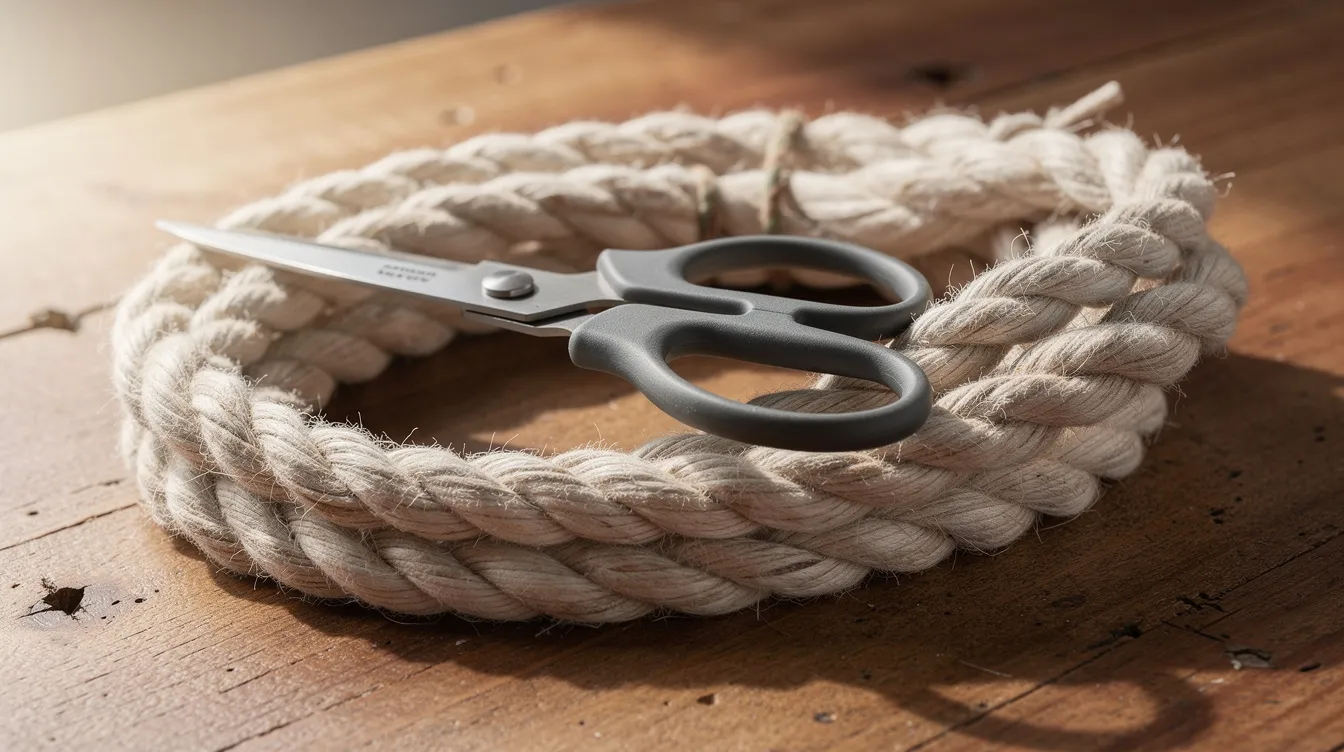 The Importance of Safe Words in BDSM 4 - Consent Culture A close-up image showcases safety shears and soft rope meticulously arranged on a wooden surface, highlighting essential tools for BDSM play. The presence of these items underscores the importance of safety, communication, and setting boundaries in the BDSM community to ensure that all parties involved feel comfortable and protected during their experiences.