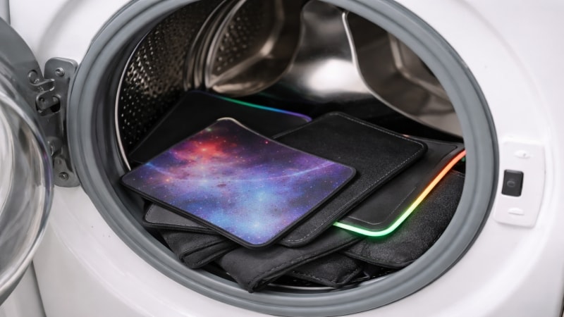 mouse pads in the washing machine